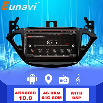Eunavi 2 Din Android10 Auto Radio Audio Multivides stereo Opel Corsa E 2016 GPS Navigācijas Auto Stereo 4G 64GB WIFI