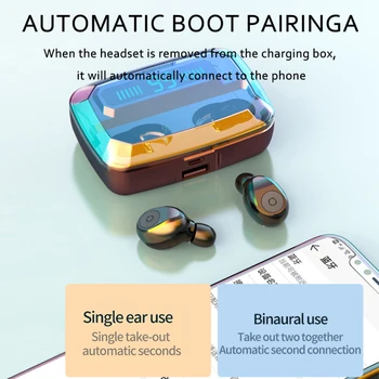 F9 TWS Bluetooth 5.0 Austiņas TWS Austiņas HiFI Stereo Earbuds 3500mAh Uzlādes Box Bezvadu Austiņas iPhone Xiaomi