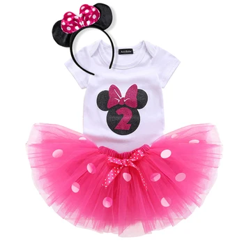 Fantāzija 1 2 Gadu Dzimšanas Dienas Baby Girl Dress Punkti Toddler Apģērbu Bērniem Kleitas Meitene Puse Tutu Tērpi Ar Galvu