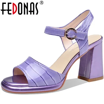 FEDONAS Modes Genuien Ādas Platformas Sieviešu Sandales Elegants Augstiem Papēžiem Sūkņi Sieviešu Vasaras Modes Puses Balles Kurpes Sieviete