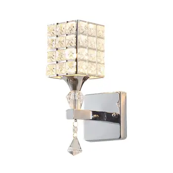 Feimefeiyou Vienkārši mūsdienu zelta vienu galvu K9 kristāla sienas lampas radošās mākslas gultas lampa, spogulis, priekšā lampas guļamistabas