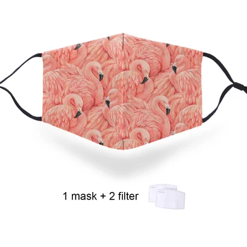 Flamingo 3D Drukas nepievelk putekļus Sejas Maska PM2.5 Mazgājams Poliestera Maskas Elpojošs Vīriešu Anti Dūmaka Muti Purns ar 2 Filtriem Maska