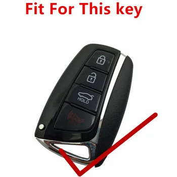 FLYBETTER Īstas Ādas 4Button Keyless Entry Smart Key Gadījumā Vāks Hyundai SantaFe/Equus/Azera/Genesis L110