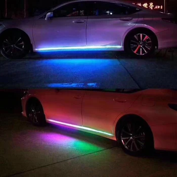 FORAUTO Auto LED Durvju Malu Gaismas RGB Apdare Elastīgas Sloksnes Gaismas Streamer Auto Durvju Indikators Tālvadības pults Atmosfēru Lampas