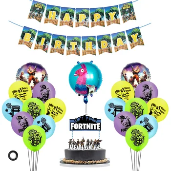 Fortnite Spēli Balons, Dzimšanas Dienas Svinības Uzstādīt Karogs Banner Alumīnija Filmu Balonu Kūka Ielikt Karti, Bērnu Dzimšanas Dienu Fonā Apdare
