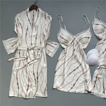FZSLCYIYI Pavasara Sievietes Naktsveļu Iespiesti Pijamas Sleepwear 4/2/1GB Pidžamu Uzvalks Rudens Naktskrekls Mājas Apģērba