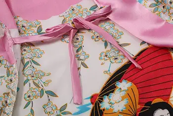 FZSLCYIYI Sieviešu Drēbes Naktskrekls Drukāt Ziedu Kimono Drēbes Sexy Līgavas Līgavas Tērpu Puse Kāzu Ilgi Sleepwear Peldmētelis