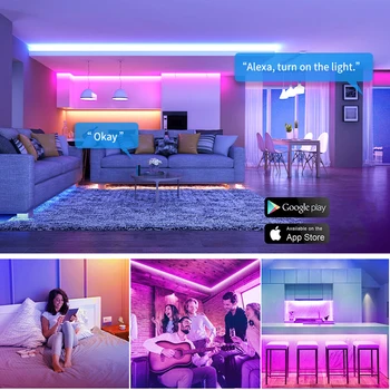 Gaismas joslas 65.6 Pēdu Sloksnes Gaismas 5050 RGB Telpu Dekorēšana Dreamcolor LED Sloksnes Gaismas, TV Apgaismojums Ar tālvadību