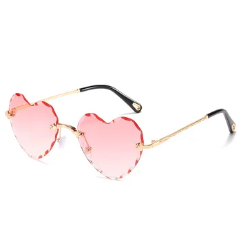 GISAEV Braukšanas Brilles Sievietes Sirds Formas Bezrāmju Krāsu Saulesbrilles Luksusa Kristāla Griešanas Mīlestība Objektīvs Bezrāmju Modes Brilles