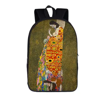 Glezna Skūpsts / Alus Cat /Asaru Par Gustava Klimta Mugursoma Sievietes Vīrieši Ceļojumu Soma Bērniem, Skolas Somas Zēni Meitene Schoolbag Bookbag