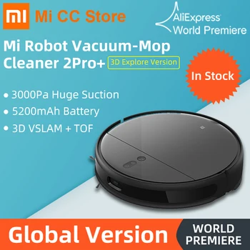 Globālo Versiju Xiaomi Mi Robots Vakuuma Mop 2 Pro+ 3000Pa Iesūkšanas Mopping 3D VSLAM Izvairoties no Šķēršļiem 5200mAh putekļsūcējs