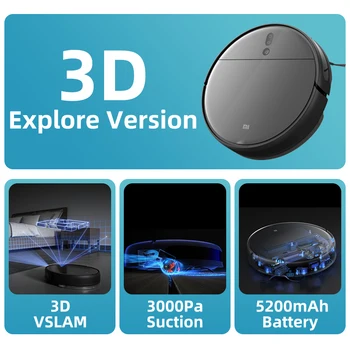 Globālo Versiju Xiaomi Mi Robots Vakuuma Mop 2 Pro+ 3000Pa Iesūkšanas Mopping 3D VSLAM Izvairoties no Šķēršļiem 5200mAh putekļsūcējs