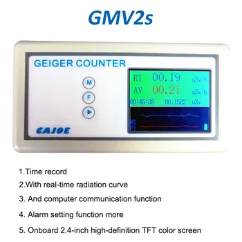GMV2S Geigera Skaitītājs jonizējošo Starojumu Detektoru Personas Dozimetru Beta, Gamma rentgena ar Signalizāciju, 2.4 collu TFT LCD (šķidro Radioaktīvo Detektors