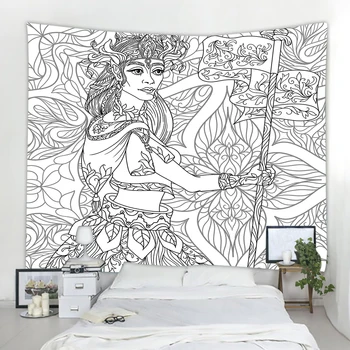 Gobelēns vienkārši patīk gobelēns melnā un baltā mīļotājiem Hipiju skūpsts sienas karājas mājās apdare, dzīvojamā istaba guļamistaba sienas māksla