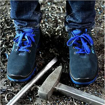 Govs Zamšādas Drošības Apavi Vīriešiem ES Standarta Sagraut-pierādījums, necaurduramām Metināšanas Darbi kurpes Tērauda Toe Kurpes ar neslīdošu drošības zābaki