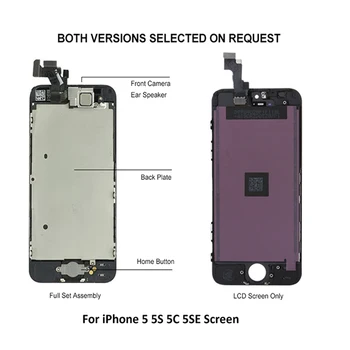 Grade AAA Pilnīgi Pilns Komplekts ar LCD iPhone 5S SE Displejs 3D skārienekrāna Montāža Nomaiņa iPhone SE Pogu Home A1723