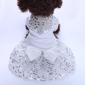 Grezna Kleita Pet Suns Kāzu Kleitas Ziedi Vizuļi Mežģīnes Kaķis Kucēns Princese Kleita Apģērbs 5 izmēri