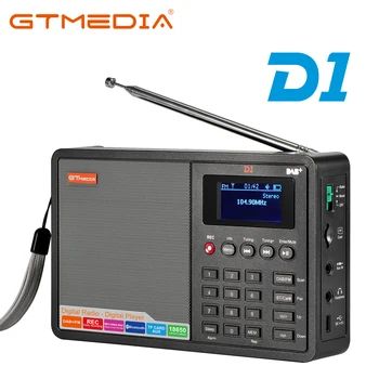 GTMEDIA D1,FM Radio,Bluetooth DAB+/FM+BT/TF Karte/AUX,1.8 collu LCD displejs,DAB Radio Skaļruni,ar 18650 Litija Baterijas Radio