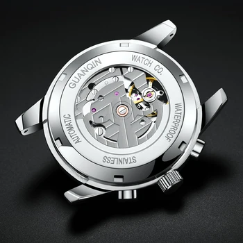 GUANQIN Mehāniskās Skatīties Vīrieši Automātiskā 30M Ūdensizturīgs Daudzfunkciju Vīriešiem Skatīties Luksusa Modes Nerūsējošā Tērauda Skatīties часы