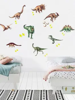 Gudrs Gaismas Karikatūra Dinozauru Sienas Uzlīmes Bērniem Istaba Dzīvojamā Istaba Guļamistaba Sienas Decal Mājas Apdare