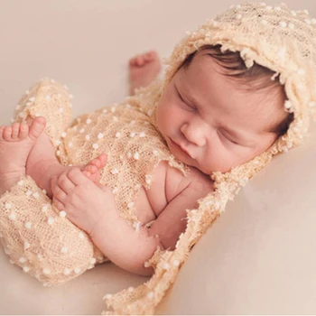 Gudrs Mīkstas Kokvilnas Zīdaiņu Meitene Romper Toddler Cepuri un Apģērbu Jaundzimušajam, Foto Aksesuāri Zīdaiņiem un Mežģīnes Piliens Bumbu Uzvalks 3 Izvēles