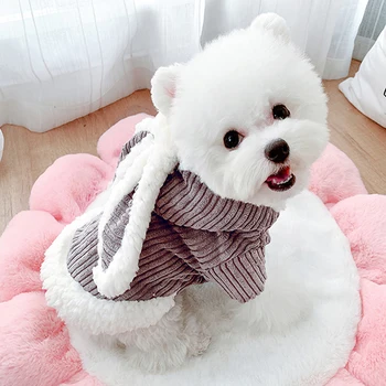 Gudrs Suns pelēkā vārna Pet Rudenī Un Ziemā Silts Apģērbs Radošo Trušu Dizaina Tērpu Kucēns Suns Kokvilnas polsterējumu Apģērbs Suņu#