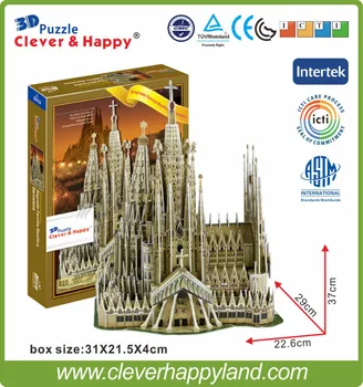 Gudrs&laimīgu zemi 3d puzzle modelis Sagrada Ģimenes Baziliku,Barselona,Barcelona papīra puzzle diy modelis puzzle rotaļlieta puika papīra