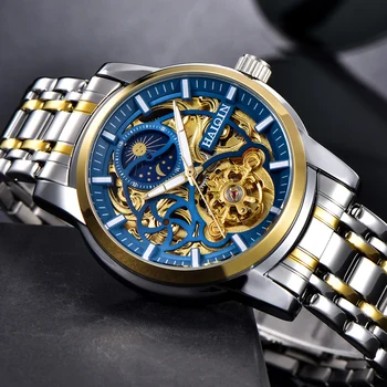 HAIQIN Luksusa Skatīties Vīriešu pulksteņi 2020. gadam luksusa Zīmolu pulksteņu vīriešiem, automātisko, Mehāniskās rokas pulkstenis vīriešu Zelta Tourbillon reloj hombre