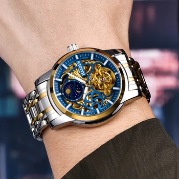 HAIQIN Luksusa Skatīties Vīriešu pulksteņi 2020. gadam luksusa Zīmolu pulksteņu vīriešiem, automātisko, Mehāniskās rokas pulkstenis vīriešu Zelta Tourbillon reloj hombre