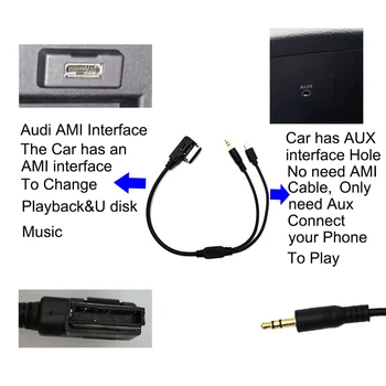 HaiSunny Adapteri Audi AUX un MP3 GADĀ AMI-AUX Kabelis ar Automašīnas 3.5 mm Audio Mūzikas AUX