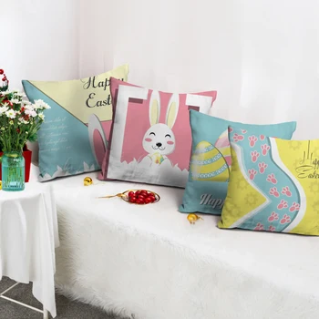 Happy Easter Bunny Olu Spilvens Gadījumā, ja Mājas Apdarei Dīvāns Krēsli Zilā Karikatūra Trušu Modelis, Mīksts Plīša Spilvens Segums 45x45cm