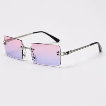 HBK Jaunu Modes Laukumā bez apmales Saulesbrilles Sievietēm, Vīriešiem, Taisnstūri Pelēkos Toņos, Saules Brilles Luksusa Zīmolu Dizaina Metāla Brilles UV400