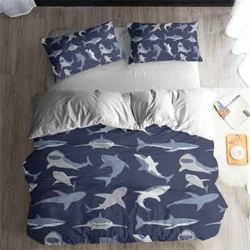 HELENGILI 3D Gultas komplekts Haizivs Drukāt Duvet cover set spilgti gultasveļa ar spilvendrāna gulta set home Textiles #2-09