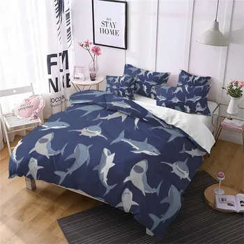 HELENGILI 3D Gultas komplekts Haizivs Drukāt Duvet cover set spilgti gultasveļa ar spilvendrāna gulta set home Textiles #2-09