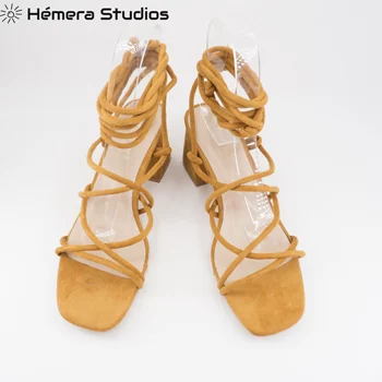 Hemera Studios sandales Romiešu gladiatoru vasaras Sieviešu 2020. gadam sieviešu kurpes augstpapēžu daudzkrāsu mežģīnes-up ērti kombinēt