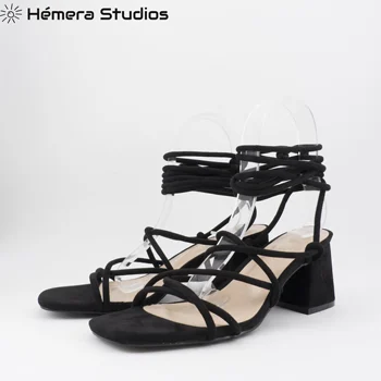 Hemera Studios sandales Romiešu gladiatoru vasaras Sieviešu 2020. gadam sieviešu kurpes augstpapēžu daudzkrāsu mežģīnes-up ērti kombinēt