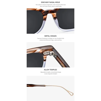 HEPIDEM Acetāts Polarizētās Saulesbrilles, Vīriešu Augstas Kvalitātes Modes Zīmolu, Dizaineru, Vintage Kvadrātveida Saules Brilles Sievietēm Aizsargbrilles 9137T