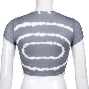 HEYounGIRL Paisley Drukas Īsām Piedurknēm Gadījuma Tshirt Sieviešu Izdilis Pamata Y2K T-krekls Dāmas Streetwear Modes Tee Kreklu Femme