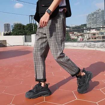 Hip Hop Dzeltena Melna Pleds Slim Fit Vīriešu Bikses 2020. gadam korejiešu Vīrieši Gadījuma Harēma Bikses Hip Hop Joggers Unisex Bikses Streetwear