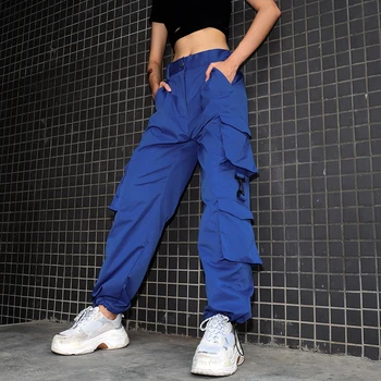 Hip Hop Militāro Meitenes Kravas Bikses Sievietēm Jogger Baggy Moderns Bikses Sprādzes Augsta Vidukļa Harajuku Ielas Stils Pantacourt Sieviete