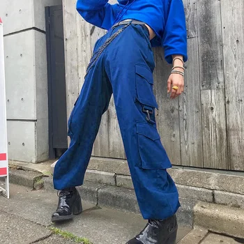 Hip Hop Militāro Meitenes Kravas Bikses Sievietēm Jogger Baggy Moderns Bikses Sprādzes Augsta Vidukļa Harajuku Ielas Stils Pantacourt Sieviete