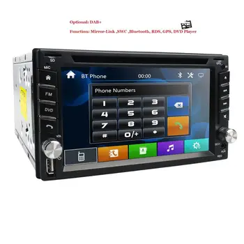 Hizpo Universal 2 Din Auto Dvd Atskaņotājs, GPS+CD+bluetooth+radio+Kapacitīvais Touch Screen+auto Pc+stereo SWC RDS FM/AM AutoRadio KARTE SD