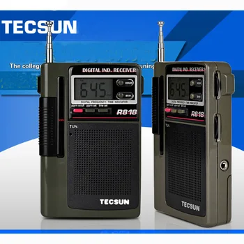 Hot Augstas Kvalitātes TECSUN R-818 FM/MW/SW1-6 Multi-band Pulkstenis R818 Radio Digitālo Uztvērēju Ciparu Demodulācijas Stereo Radio