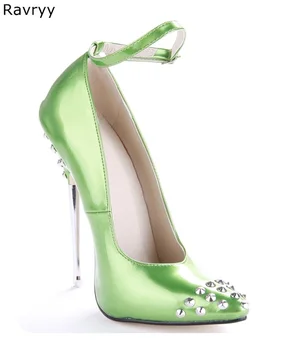 Hot Green Sieviete augstpapēžu Norādīja Toe kniedes dekoru Sexy Sūkņi tievu papēdi sieviešu kurpes duncis Modeli, Liecina kluba puse, deju kurpes