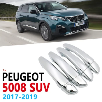 Hromēti Rokturi Vāka Apdare par Peugeot 5008 SUV MK2 2017 2018 2019 Auto Handel Piederumi Uzlīmes Auto Stils