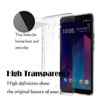 HTC U11 Plus Pārredzamu TPU Atpakaļ uz Lietu HTC 0,3 m 2.5 D Pilnībā Segtu Rūdīts Stikls Pilna LCD Ekrāna Aizsargs