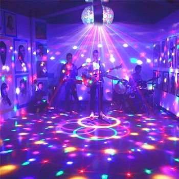 HUAN JUN SHI E27 3W Krāsains Rotējošo Burvju Divreiz Bumbu, Gaismas, LED RGB Skatuves Gaismas Xmas Party Efekts, Gaismas KTV Bārs DJ Disco Gaismas