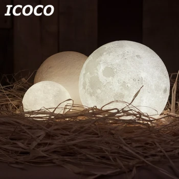 ICOCO 3D Drukas Mēness Lampas LED Mēness Touch Sensoru Kontroles Nakts Gaisma Darbvirsmas Galda Lampa, Mājas Dekoru Piliens Kuģniecības Karstā Pārdošanas