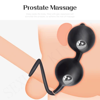 Iebūvēts Tērauda Bumbu Anālais Plug Piepūšamās Liels Ilgi Auns Masturbator Prostatas Muca Massager G-spot Clit Stimulators Pieaugušo Seksa Rotaļlietas