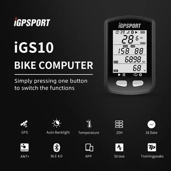 IGPSPORT IGS10 Velosipēdu Datoru ANT+ Bluetooth 4.0 Velosipēdu Bezvadu GPS Velo Spidometrs Ātrums, Ritms Sensoru, Sirds ritma Monitors